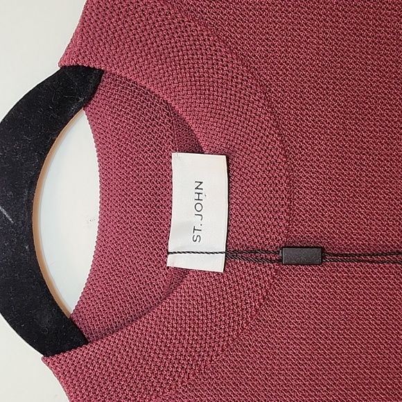 NWT St. John deep cherry or pomegranate red crew neck sweater Sz Med